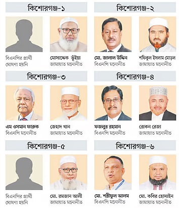 সাবেক রাষ্ট্রপতি হামিদের শ্যালক এবার জামায়াতের প্রার্থী হয়েছেন; অন্যদিকে বিএনপি দুইটি আসন এখনো খালি রেখেছে।